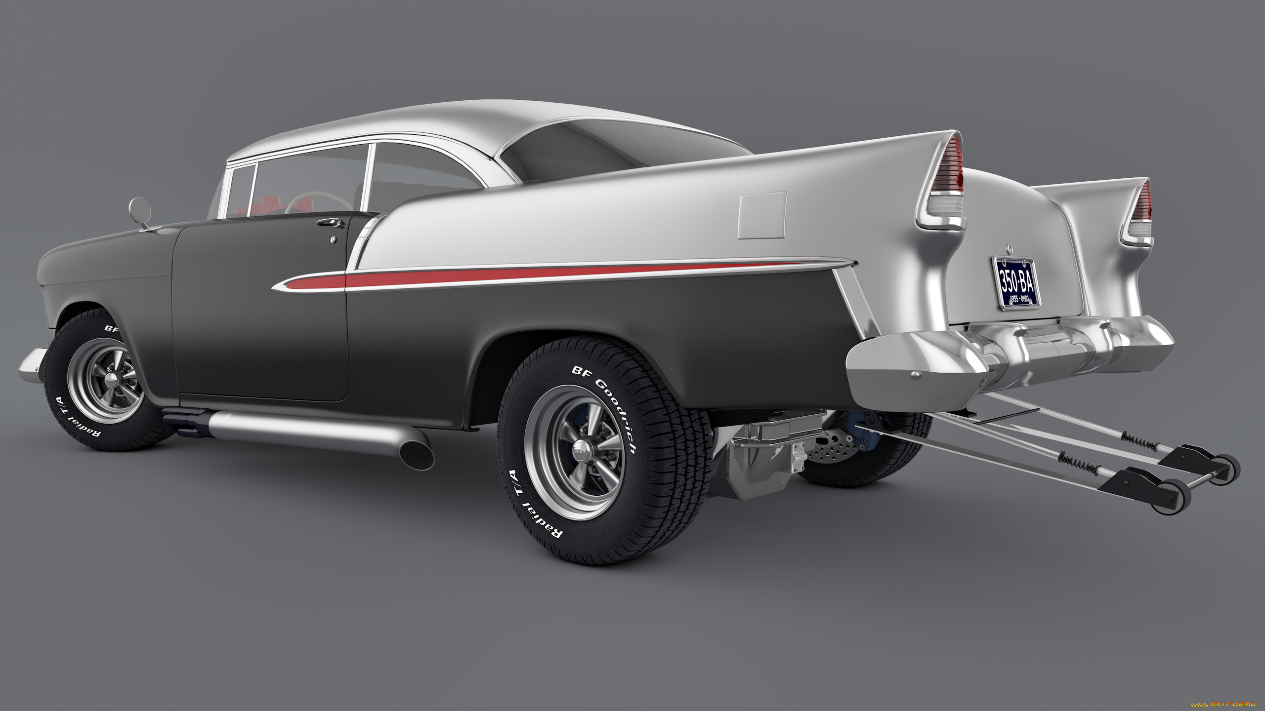 3 д кастом. 1955 Chevrolet Bel Air Nomad Custom. Gasser.